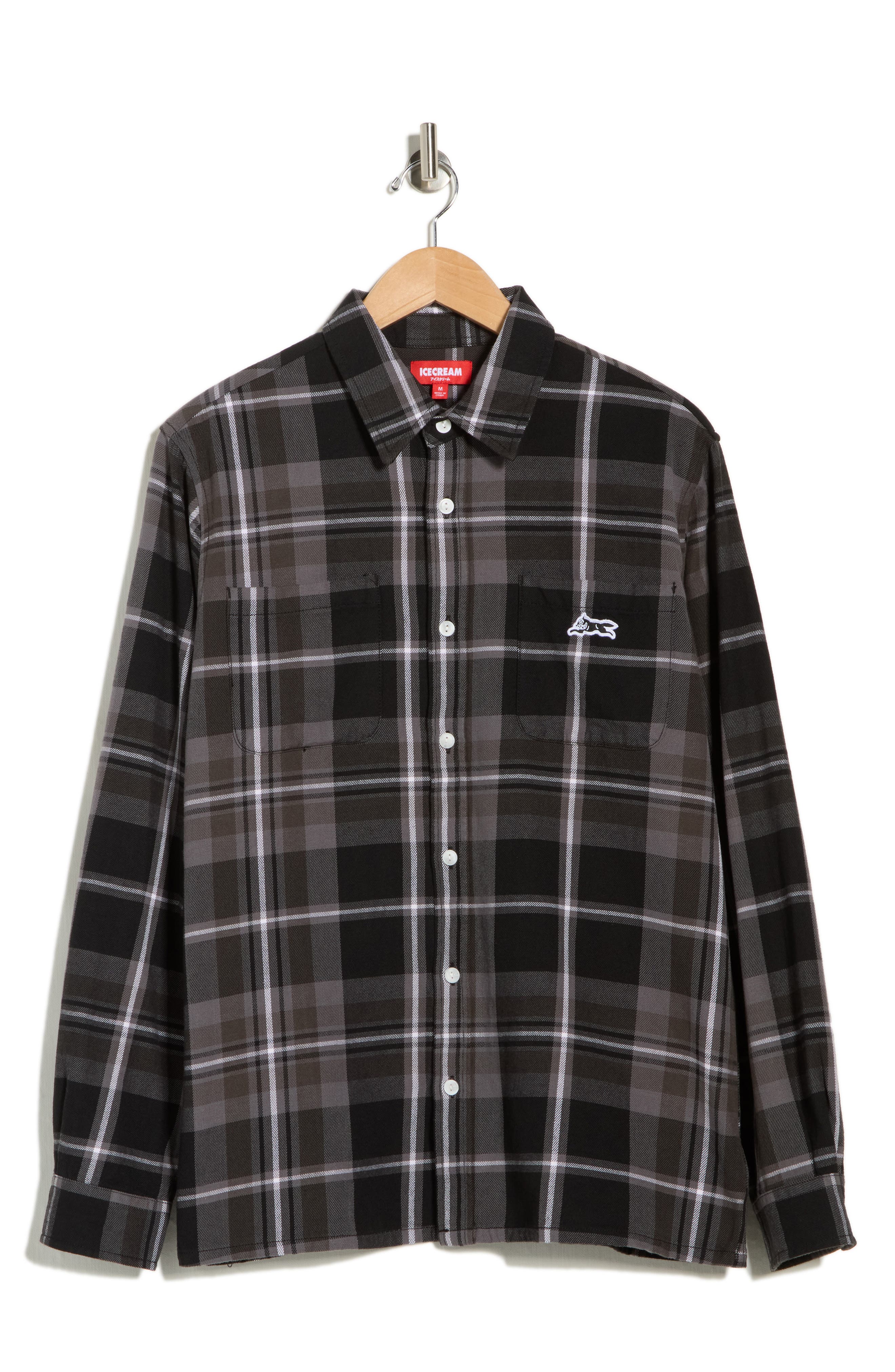 ICECREAM Jack Plaid Cotton Graphic Button-Up Shirt