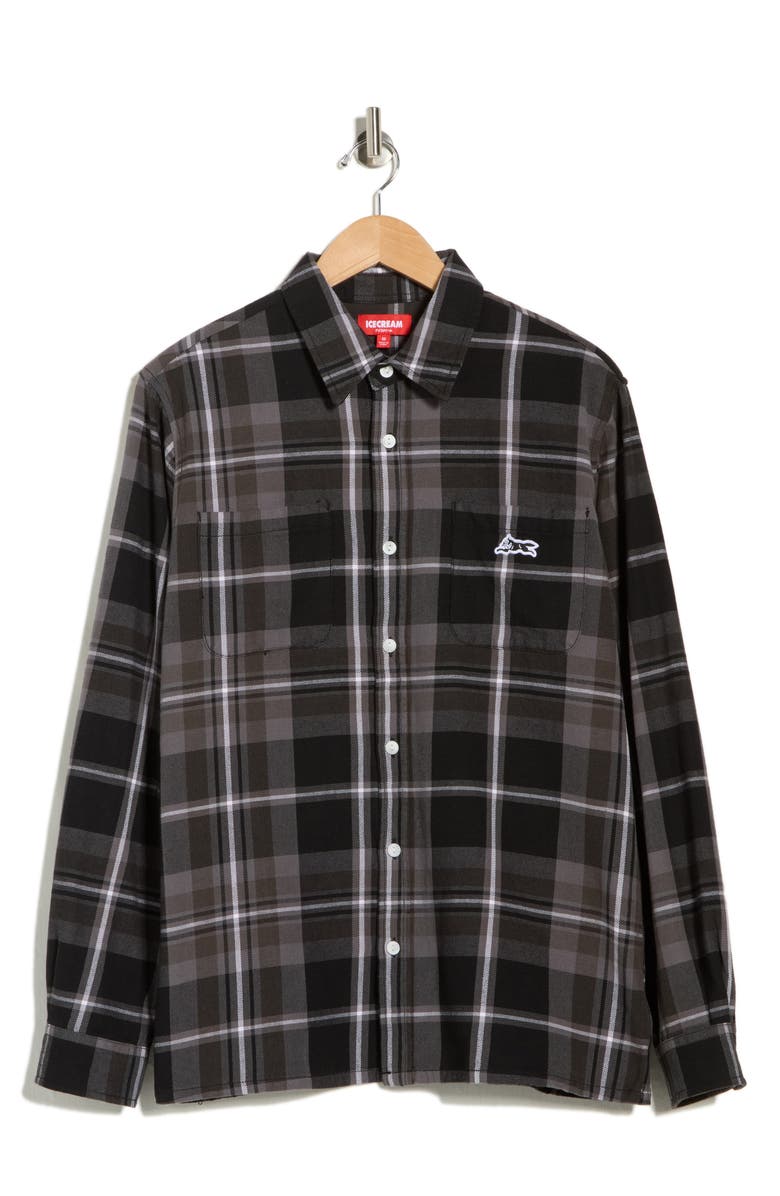 ICECREAM Jack Plaid Cotton Graphic Button-Up Shirt, Alternate, color, 
