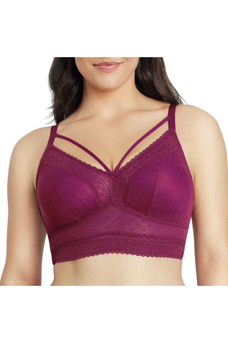 Mia Wire-Free Padded Mesh Bralette, Main, color, Blackberry