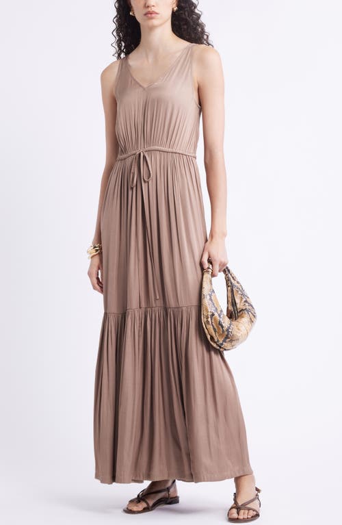 Nordstrom Sleeveless Satin V-neck Maxi Dress In Neutral