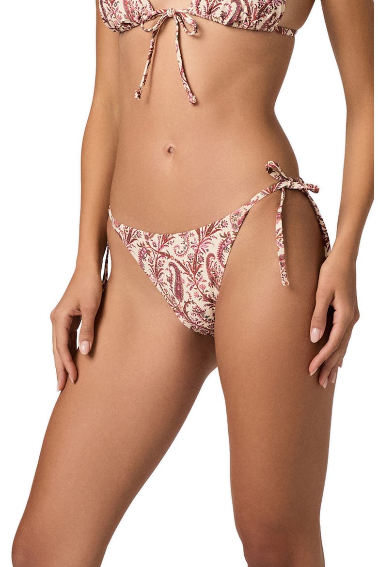 Camille Side Tie Bikini Bottoms, Alternate, color, CREAM MULTI