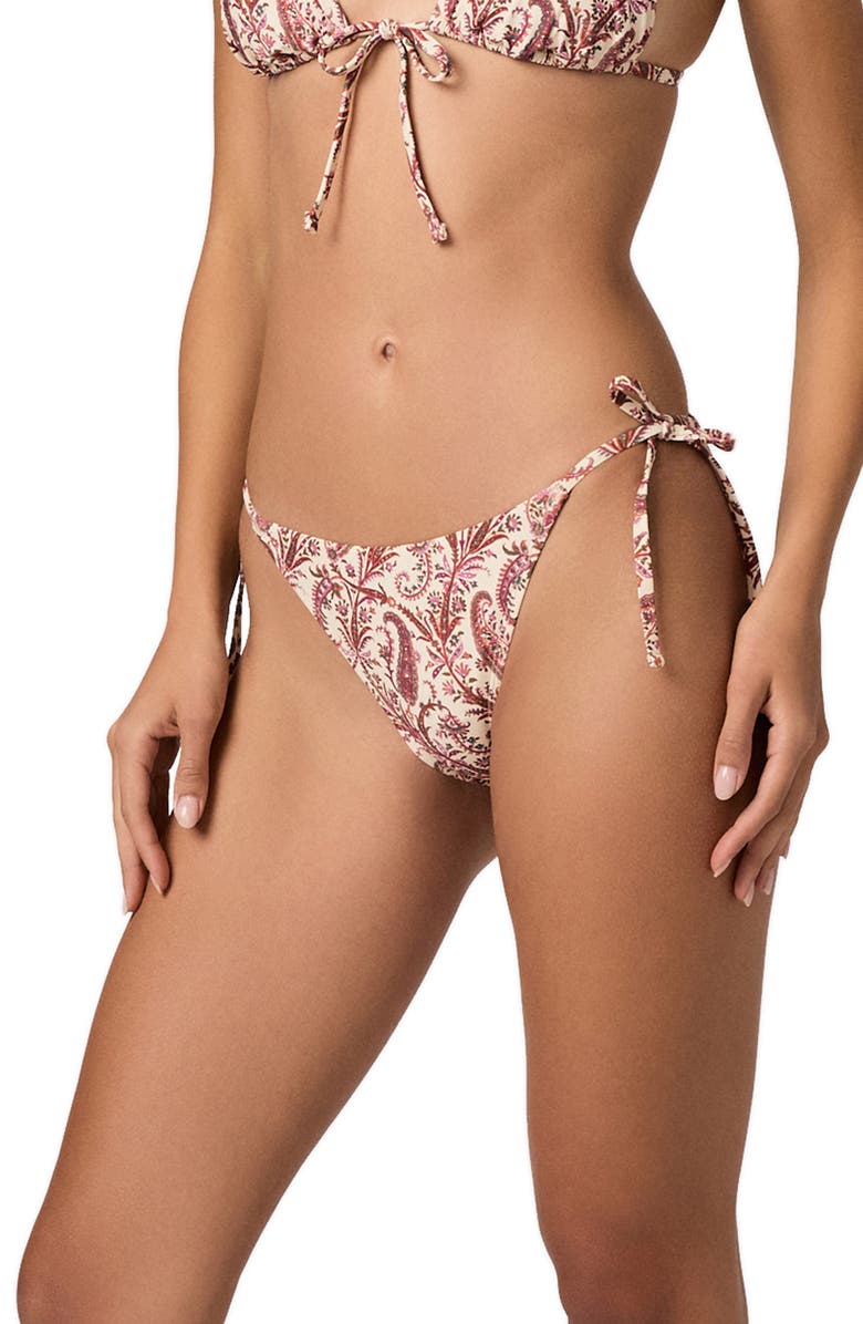 PAIGE Camille Side Tie Bikini Bottoms, Alternate, color, Cream Multi