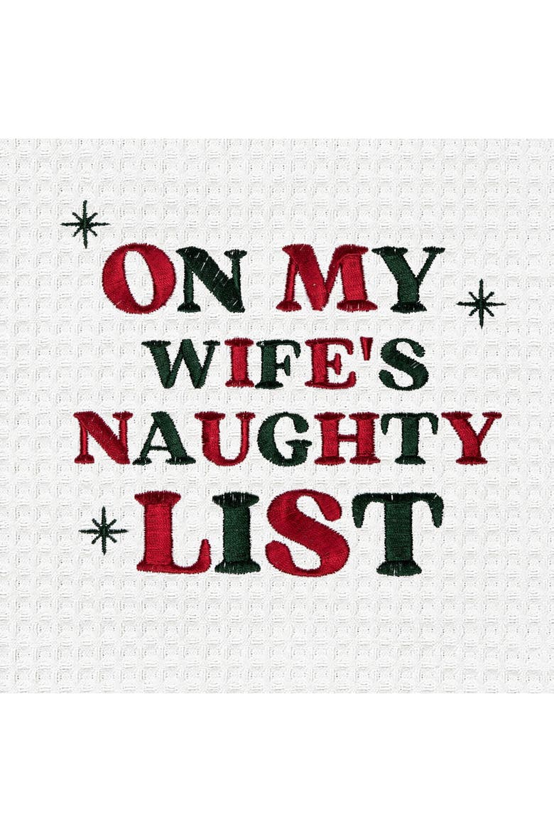 Wife's Naughty List Christmas Towel, Alternate, color, Green