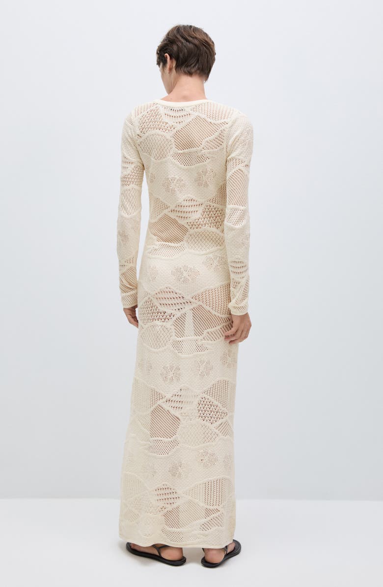 MANGO Mixed Stitch Long Sleeve Cotton Blend Maxi Sweater Dress, Alternate, color,