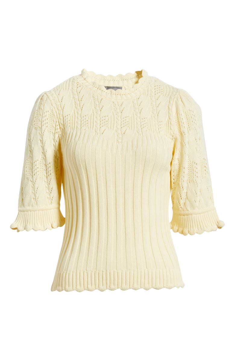 Wit & Wisdom Mixed Stitch Elbow Sleeve Sweater, Alternate, color, Butter Cream