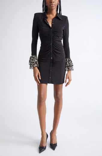 Arden Long Sleeve Ruched Mini Shirtdress