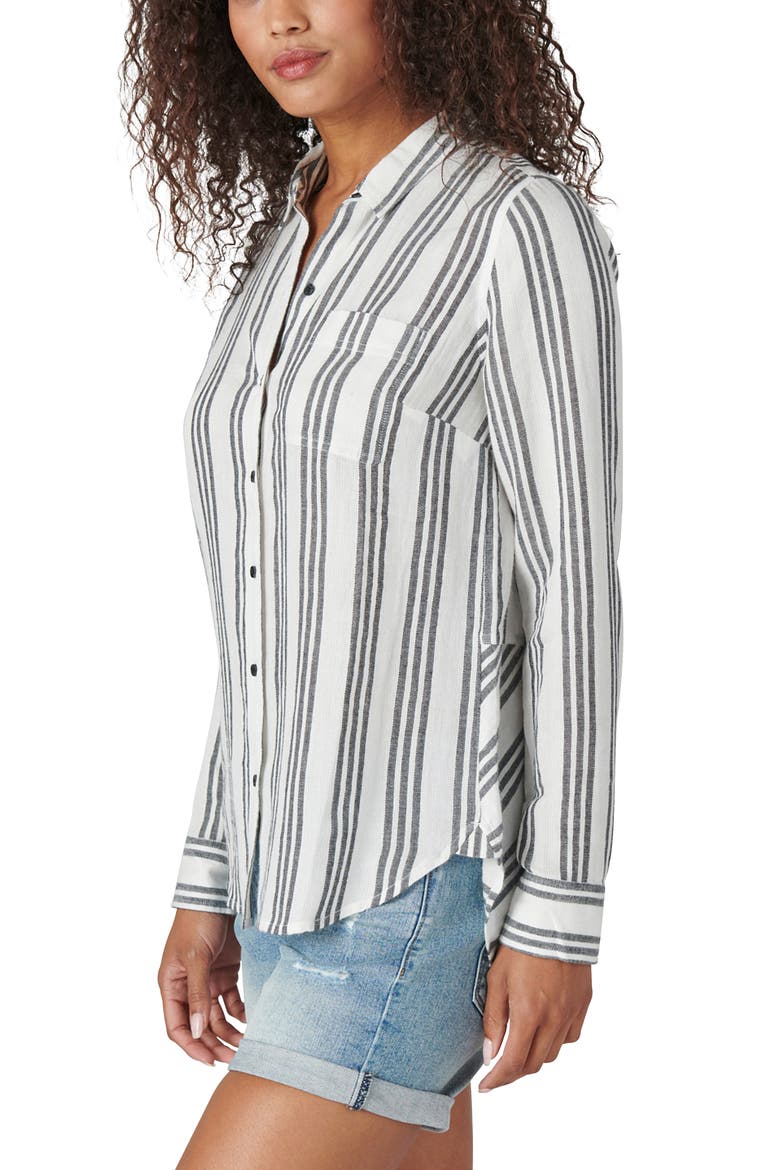 Stripe Woven Button-Down Shirt, Alternate, color, BLACK STRIPE