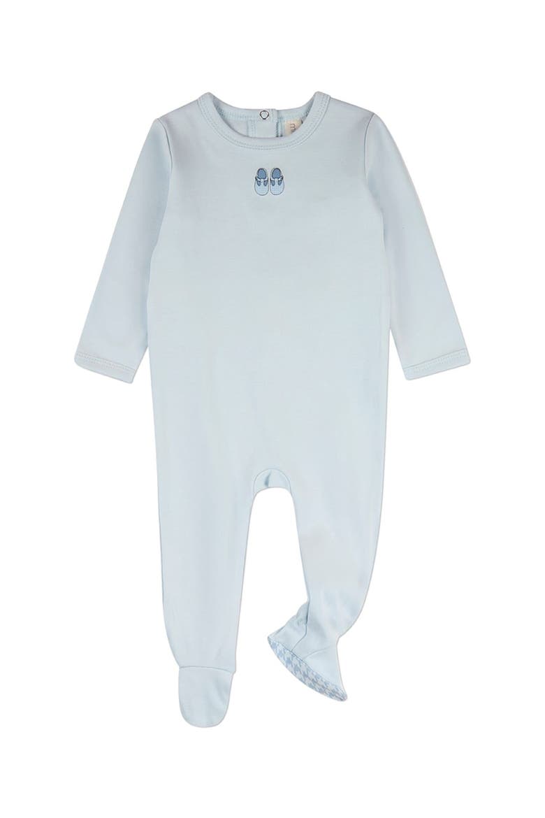 Baby Houndstooth Cotton Footie, Main, color, Blue Frost