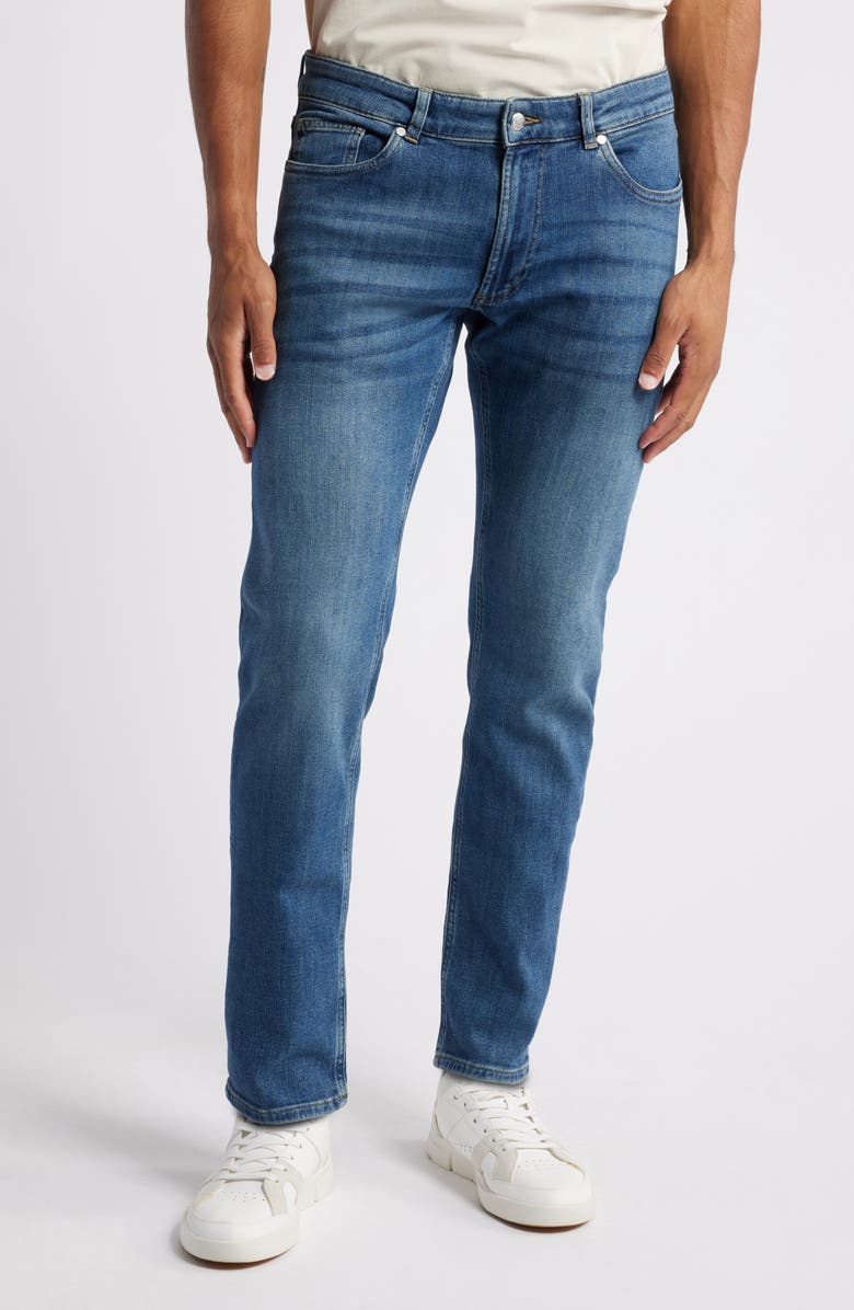 Peter Millar Crown Crafted Washed Five Pocket Straight Leg Jeans, Main, color, True Blue Wash