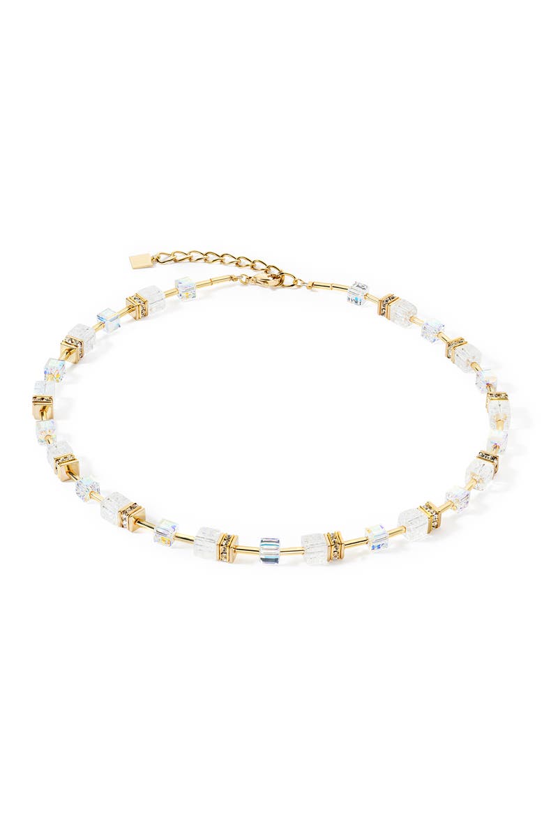 Geocube Iconic Nature Gold Necklace, Main, color, White
