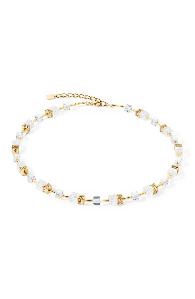 COEUR DE LION Geocube Iconic Nature Gold Necklace, Main, color, White