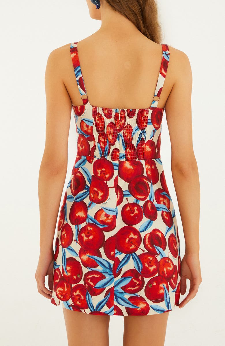FARM Rio Cherry Blossom Linen Minidress, Alternate, color, Cherry/ Cream