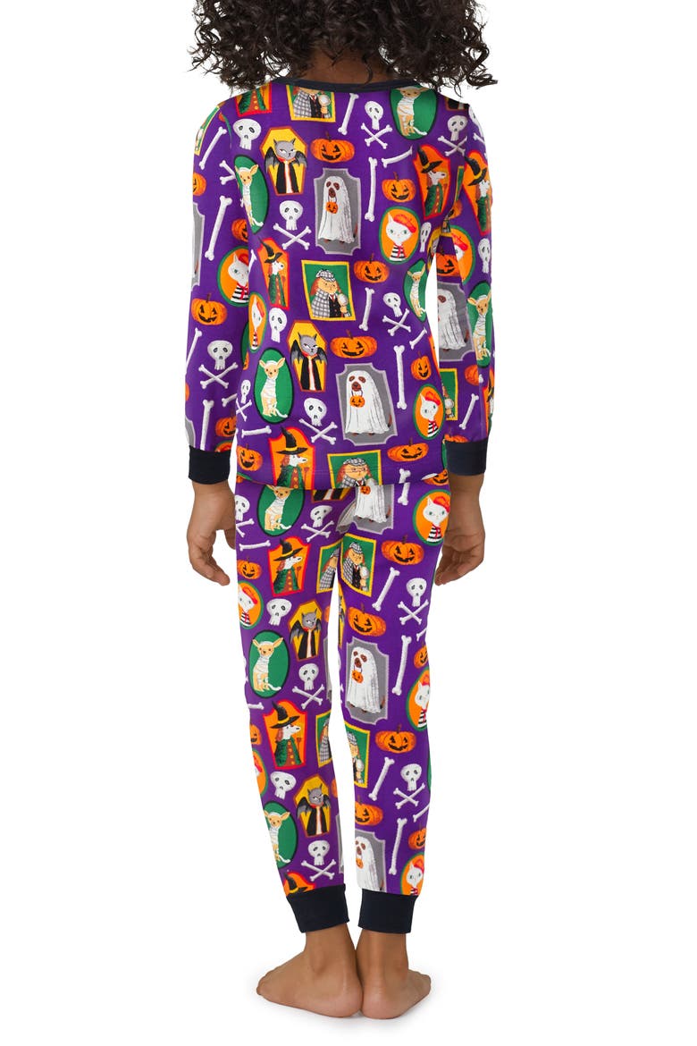 Kids' Print Fitted Organic Cotton Jersey Two-Piece Pajamas, Alternate, color, TRICK OR TREAT