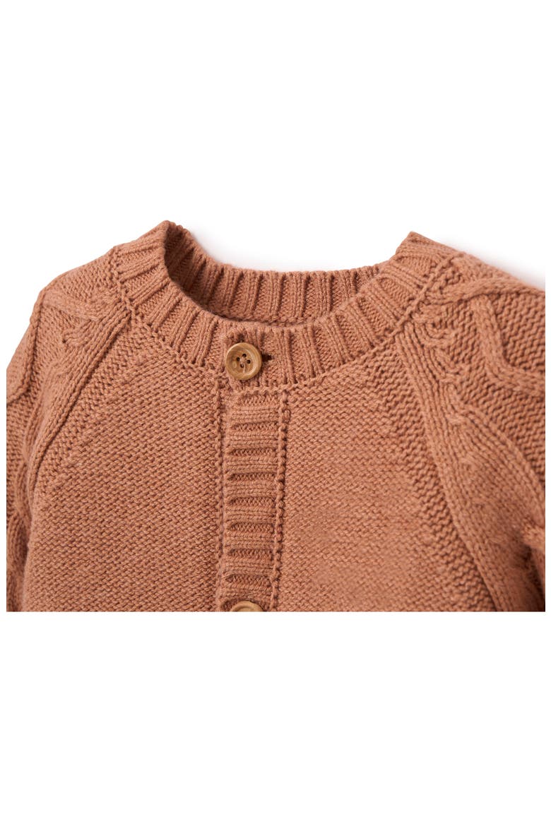 Diamond Cable Stitch Cotton Blend Cardigan & Hat Set, Alternate, color, RUST