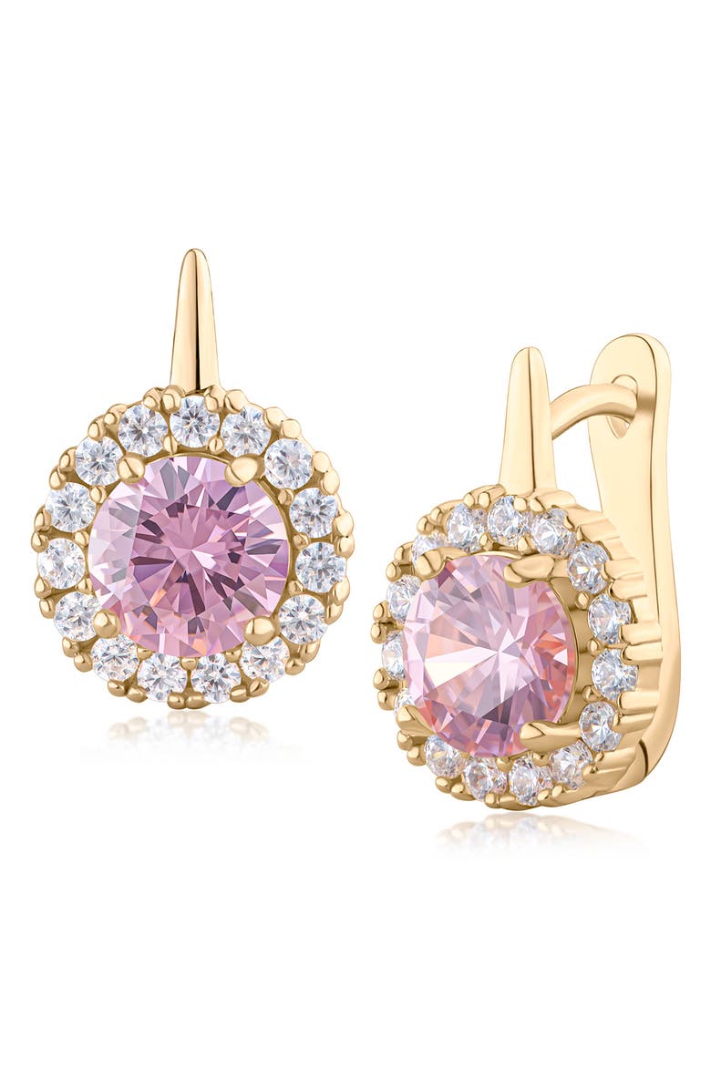 CZ by Kenneth Jay Lane Two Row Drop Earrings, Main, color, Pink/ Gold