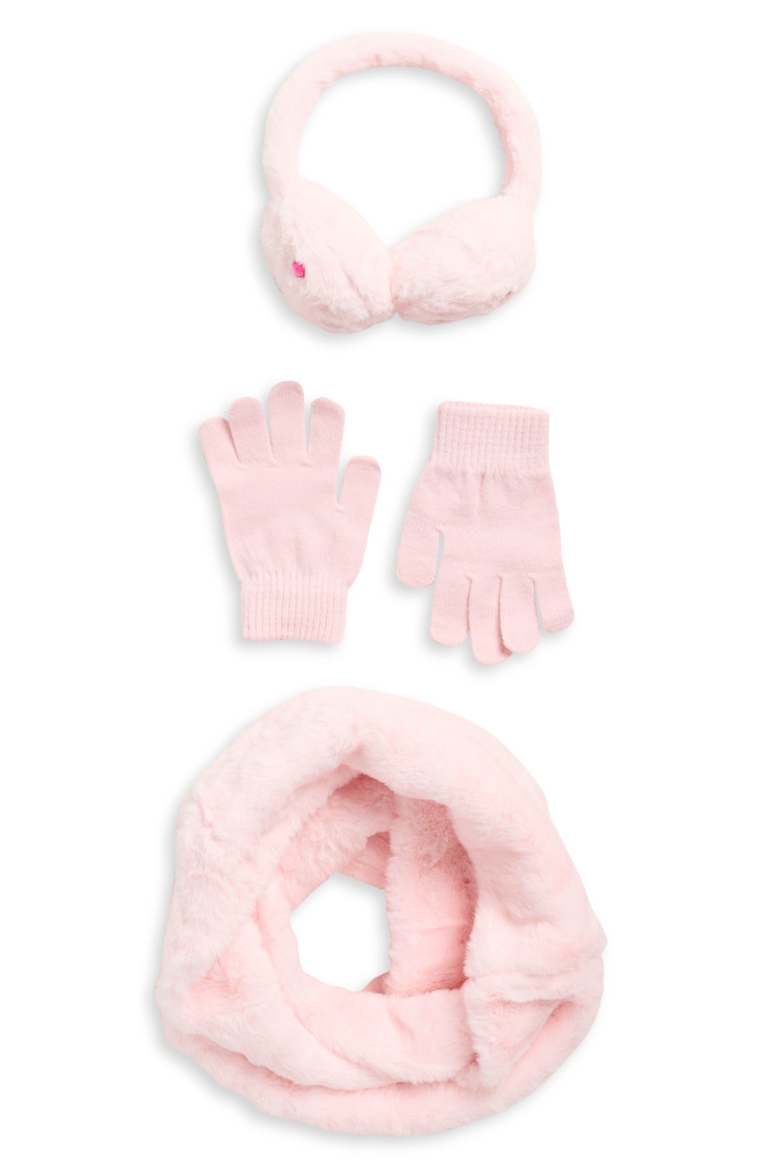 Kids' 3-Piece Faux Fur Earmuff, Scarf & Gloves Set