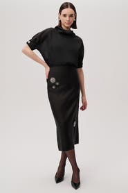 Exquise Embellished Button Skirt