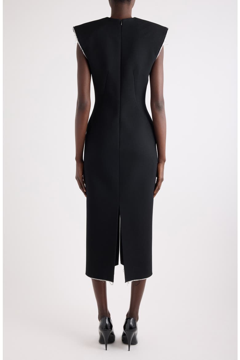 Raw Edge Wool Blend Crepe Sheath Dress, Alternate, color, BLACK