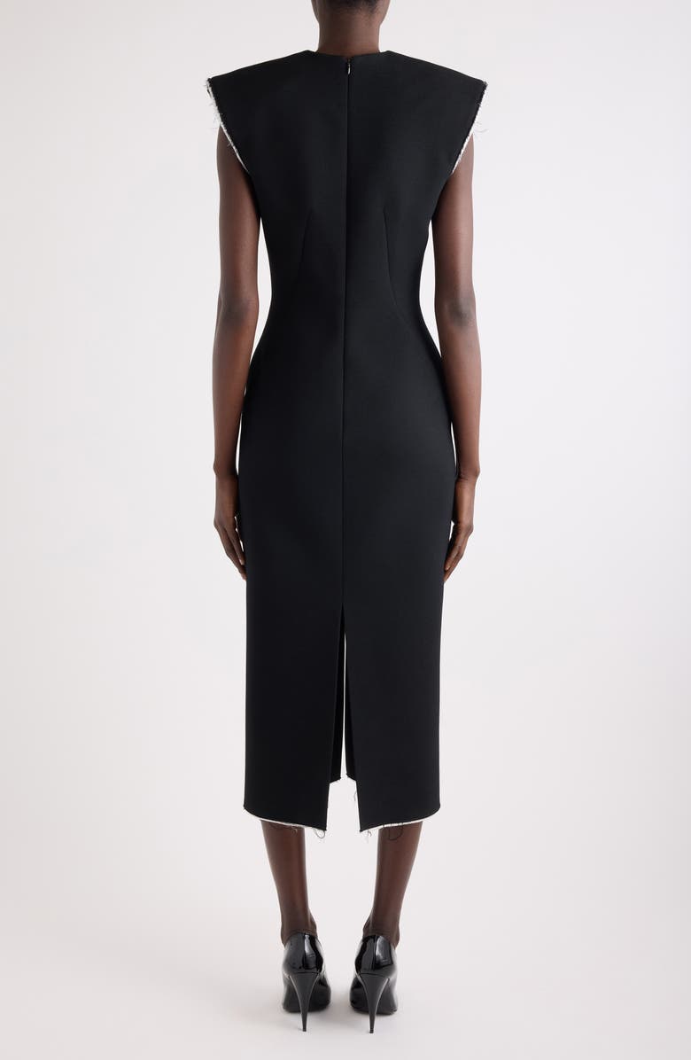 Givenchy Raw Edge Wool Blend Crepe Sheath Dress, Alternate, color, Black