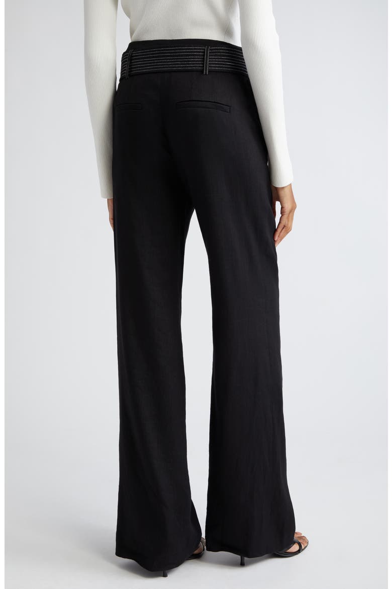 Sunny Button Tab Linen Blend Wide Leg Pants, Alternate, color, BLACK