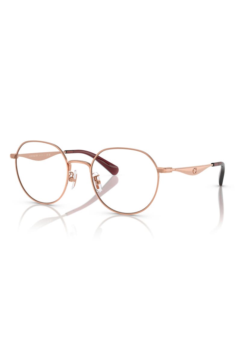 COACH 52mm Round Optical Glasses, Alternate, color, Shiny Rose Gold / Demo Lens