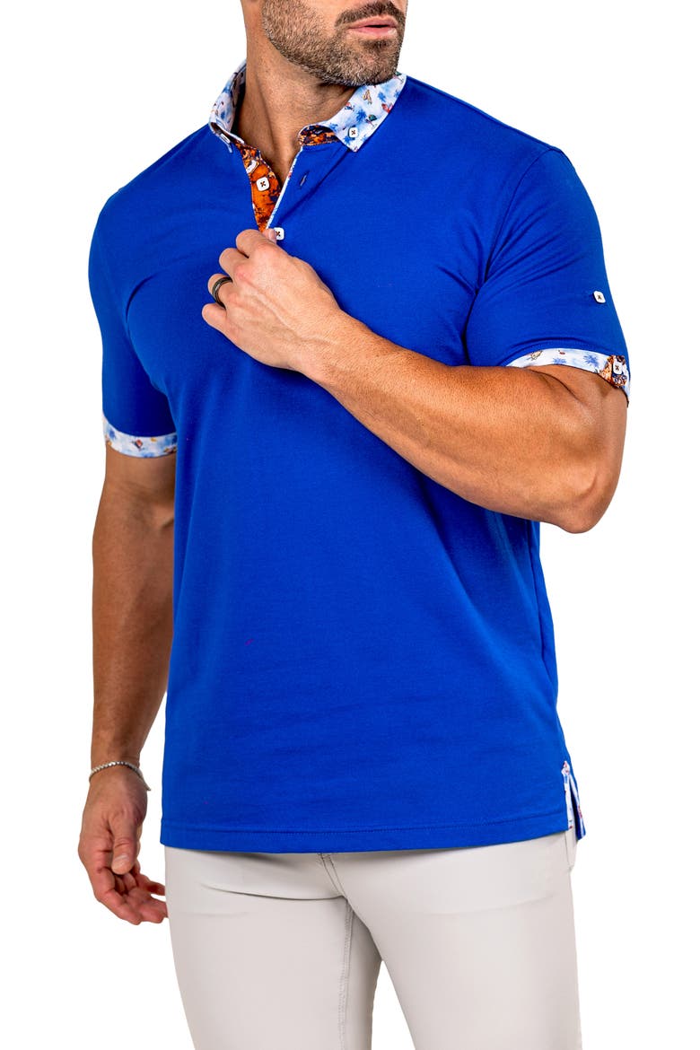 Newton Marthyr0022 Blue Button-Down Piqué Polo, Alternate, color, BLUE
