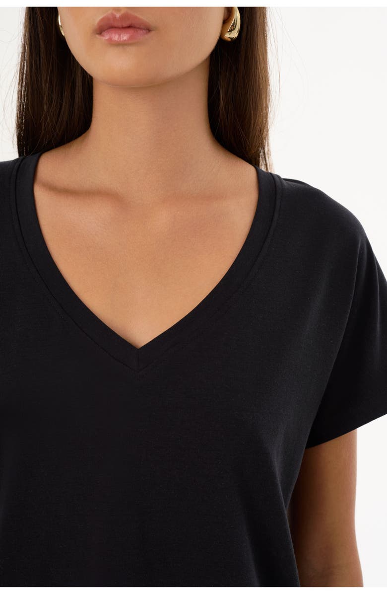 LAMARQUE NEREA | Jersey V Neck Tee, Alternate, color, Black