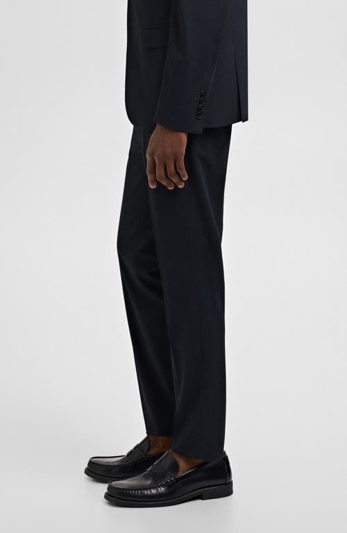 Mango Slim Fit Flat Front Pants In Blue