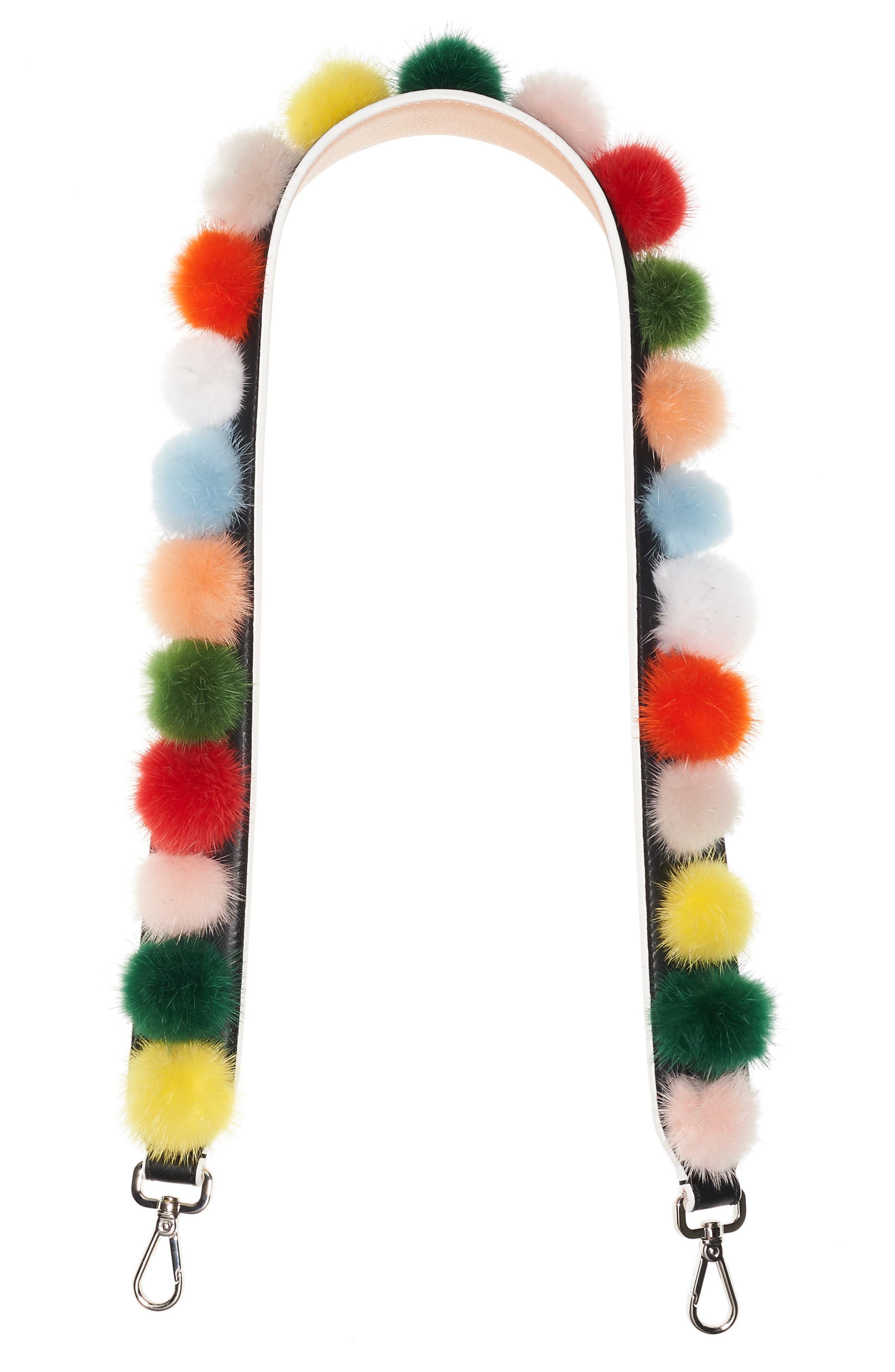 Fendi Pompom Genuine Mink Fur Guitar Bag Strap, Main, color, 