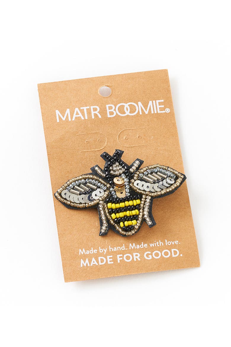 Bala Mani Beaded Bee Brooch Pin, Alternate, color, Yellow