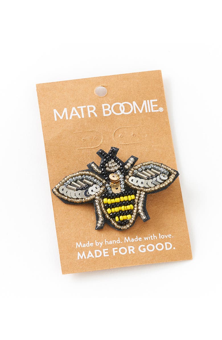 Matr Boomie Bala Mani Beaded Bee Brooch Pin, Alternate, color, Yellow