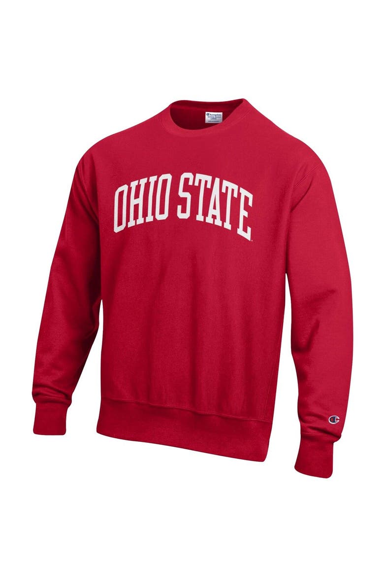 Men's Champion Scarlet Ohio State Buckeyes Arch Reverse Weave Pullover Sweatshirt, Alternate, color, Scarlet
