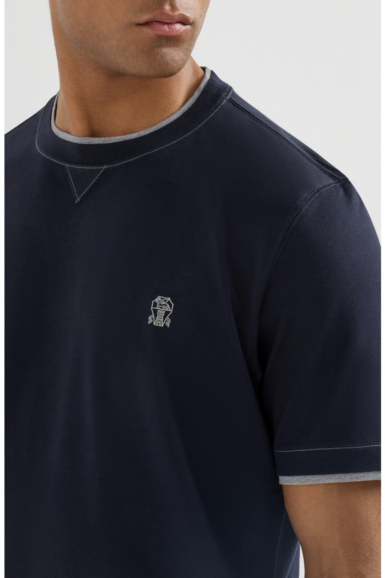 T-shirt with faux-layering, Alternate, color, Blue