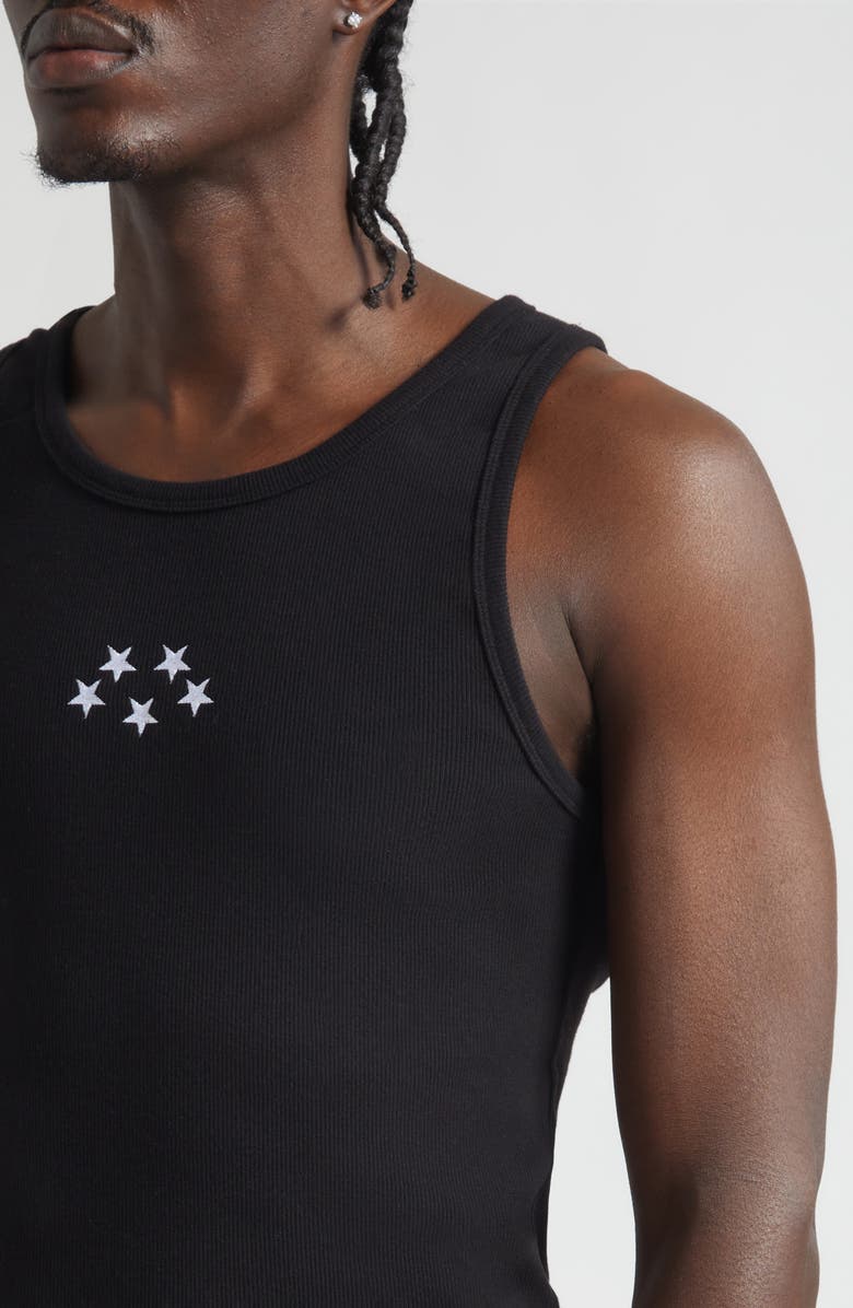 JKEEFER Embroidered Stars Organic Cotton Rib Tank, Alternate, color, Black