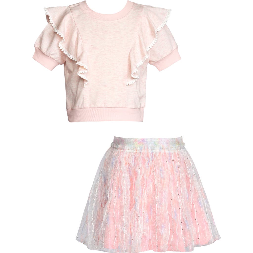 Sara Sara Kids' Ruffle Top & Tutu Skirt Set In Pink