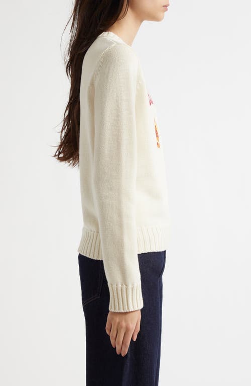 Sporty And Rich Slogan-intarsia Jumper In Cream