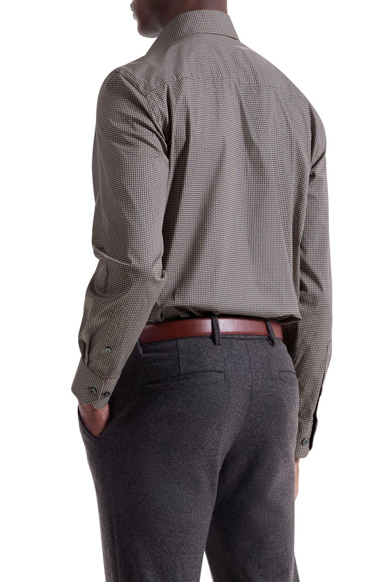 Alvin Trim Fit Dot Print Stretch Cotton Button-Up Shirt, Alternate, color, SIENNA