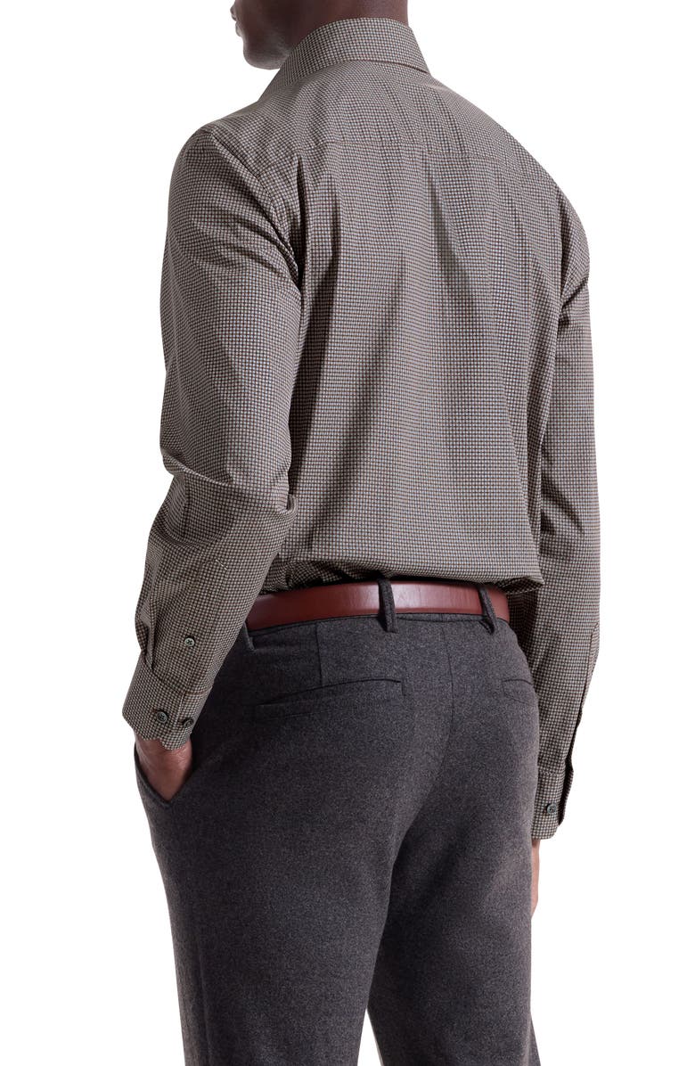 Bugatchi Alvin Trim Fit Dot Print Stretch Cotton Button-Up Shirt, Alternate, color, Sienna