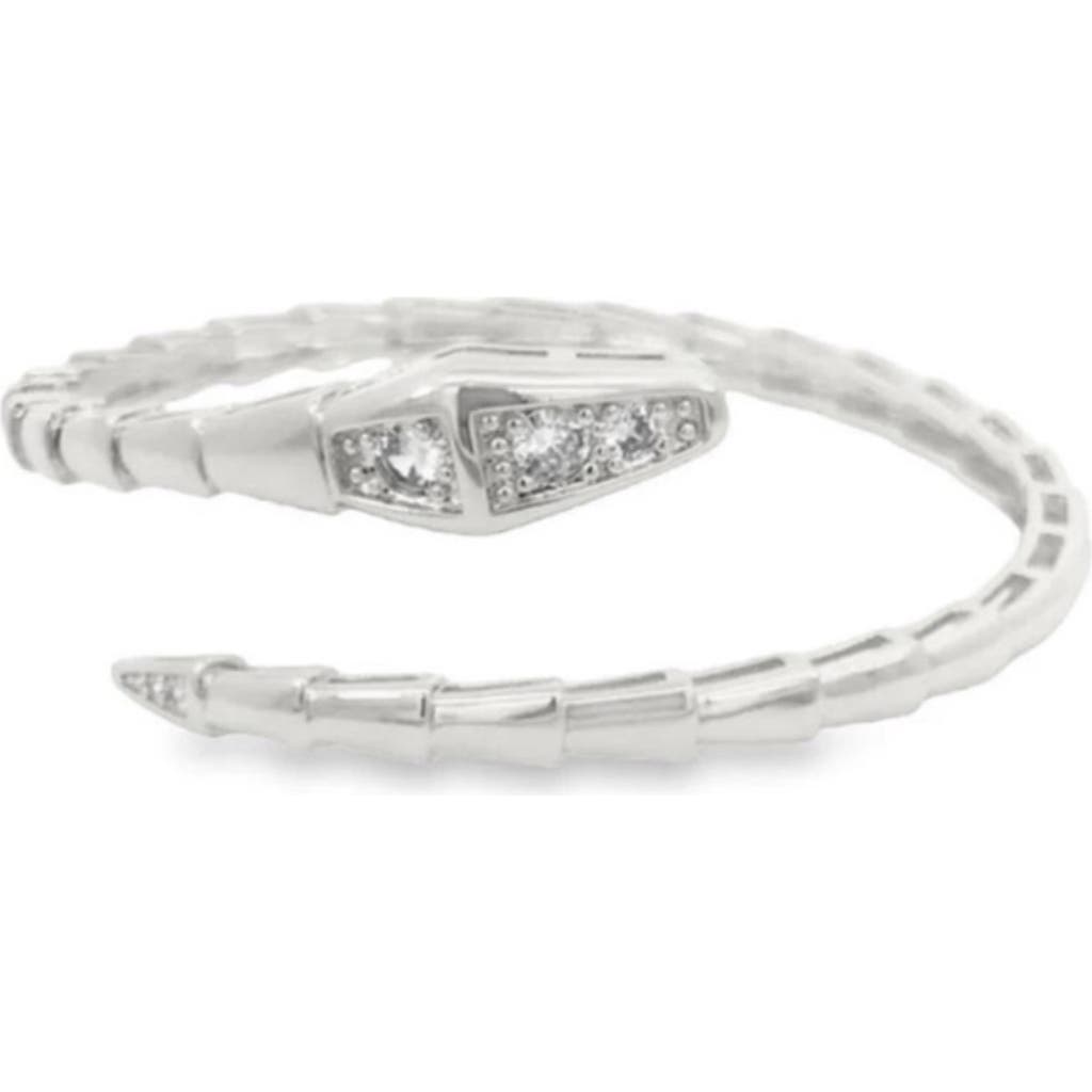 Shymi Pavé Snake Flexible Bangle In Silver