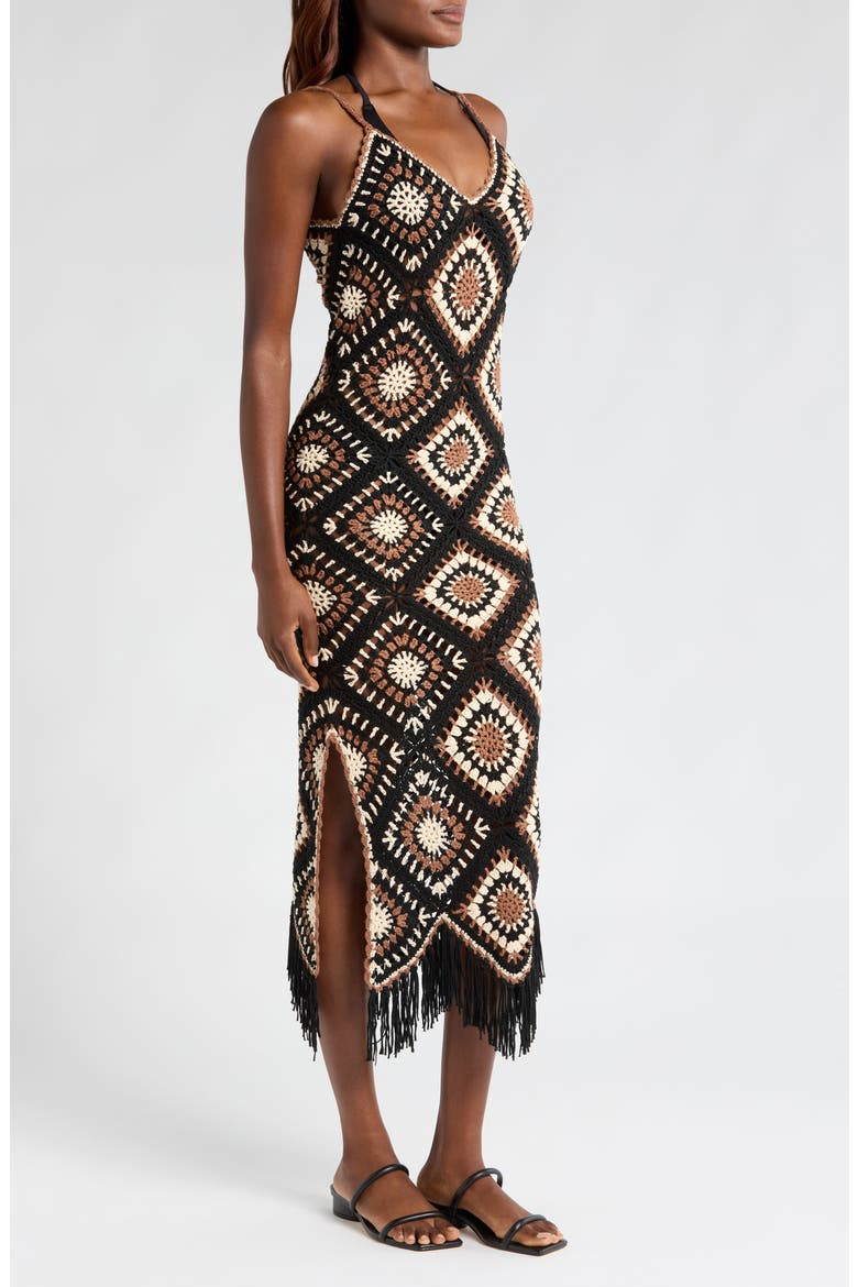 Crochet Maxi Cover-Up Dress, Alternate, color, BLACK MULTI