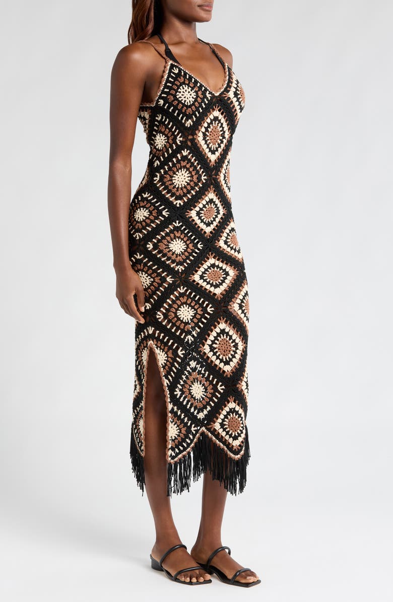 Elan Crochet Maxi Cover-Up Dress, Alternate, color, Black Multi