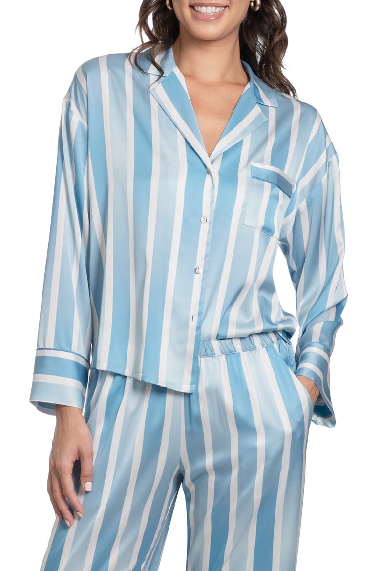 Stripe Satin Pajamas, Alternate, color, BLUE