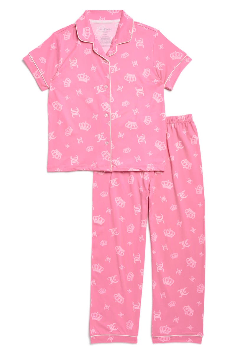 Juicy Couture Kids' Logo Crown Two-Piece Pajamas, Main, color, 