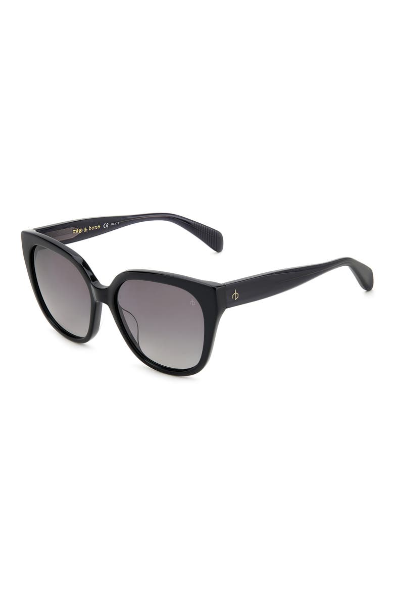 56mm Gradient Polarized Square Sunglasses, Alternate, color, BLACK/ GRAY POLAR
