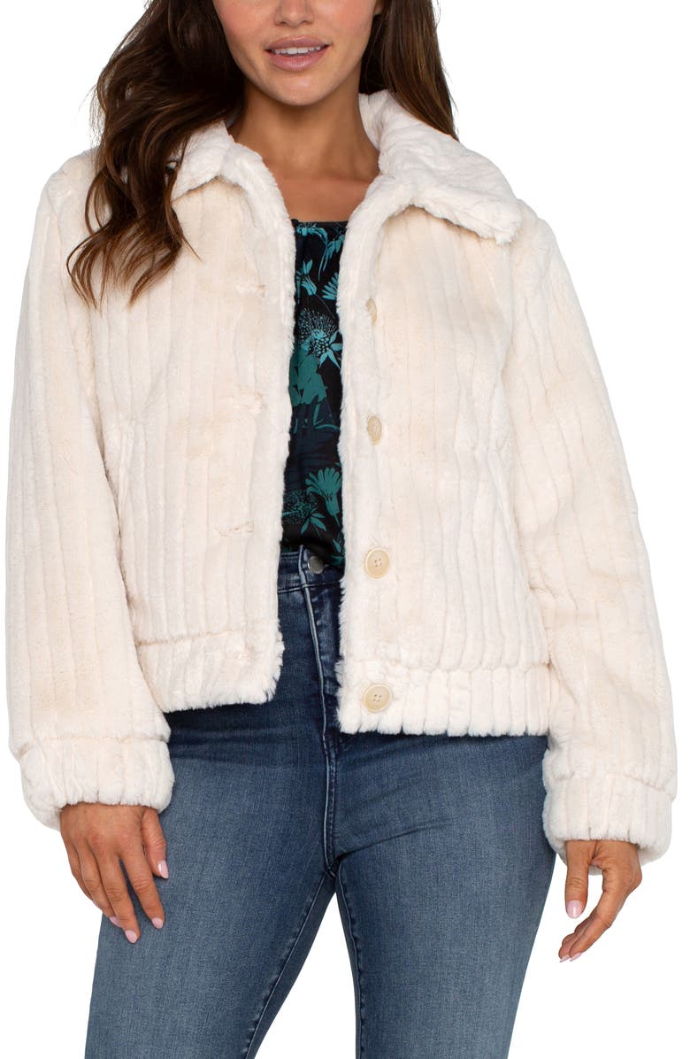 Liverpool Los Angeles Faux Fur Trucker Jacket, Main, color, 