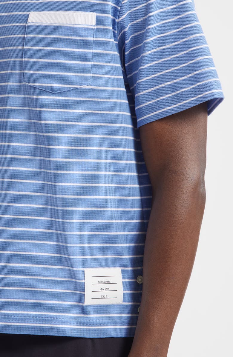 Thom Browne Milano Stripe Short Sleeve Pocket T-Shirt, Alternate, color, Blue/ White