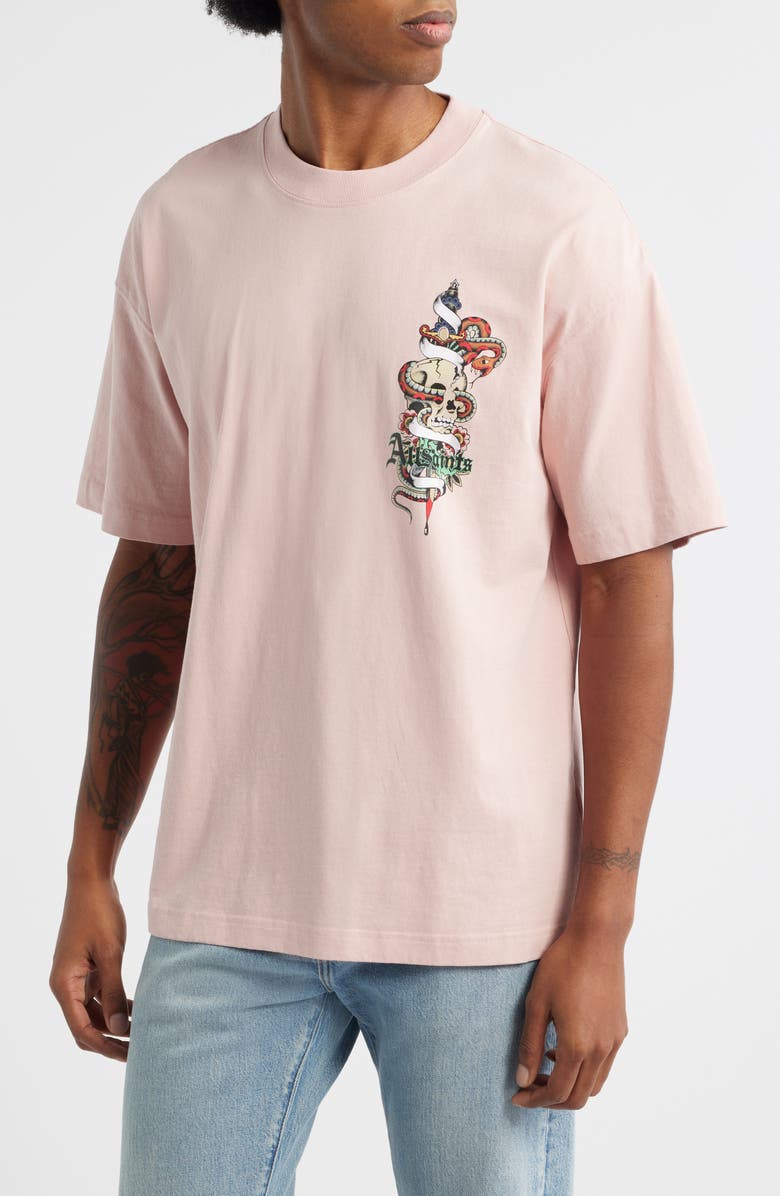AllSaints Blade Graphic Cotton T-Shirt, Main, color, Mauve Pink