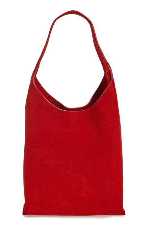Serif Suede Tote with Attached Zip Pouch
