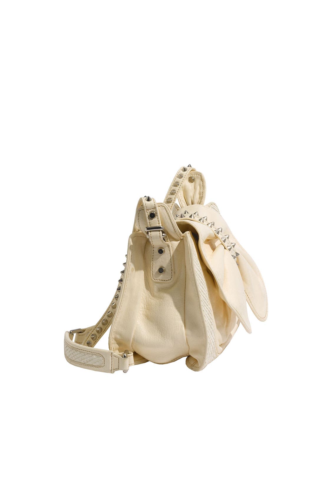 'Edie Bow' Lambskin Leather Shoulder Bag, Alternate, color, WHITE