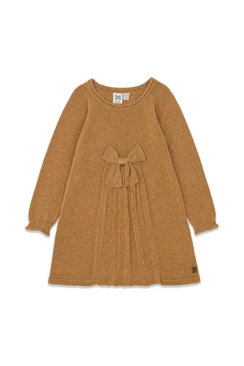 Bow Front Pleat A-line Knitted Dress (toddler, Little Kid & Big Kid)